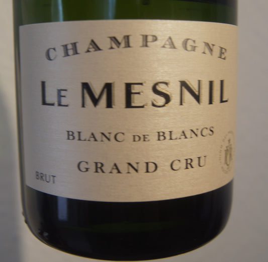 Label of Le Mesnil, a creamy Grand Cru Blanc de Blancs