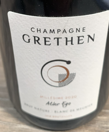 Champagne Grethen Alter Ego Millésime 2020 Brut Nature aus 100 % Meunier mit Rücketikett