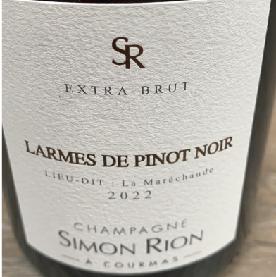 Champagne Simon Rion Larmes de Pinot Noir 2022 Courmas Einzellage Marechaudes Holzfass Analyse 16.04.2026