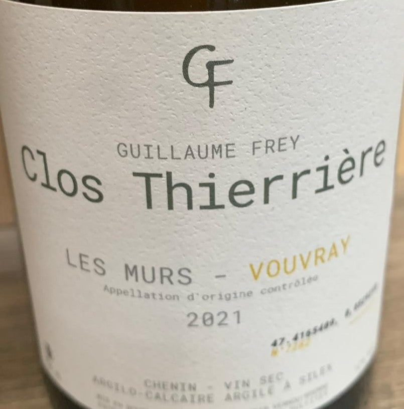 Flaschenetikett Clos Thierrière Les Murs Vouvray 2021 – Chenin Blanc von Kalkmergel- und Silex-Böden.