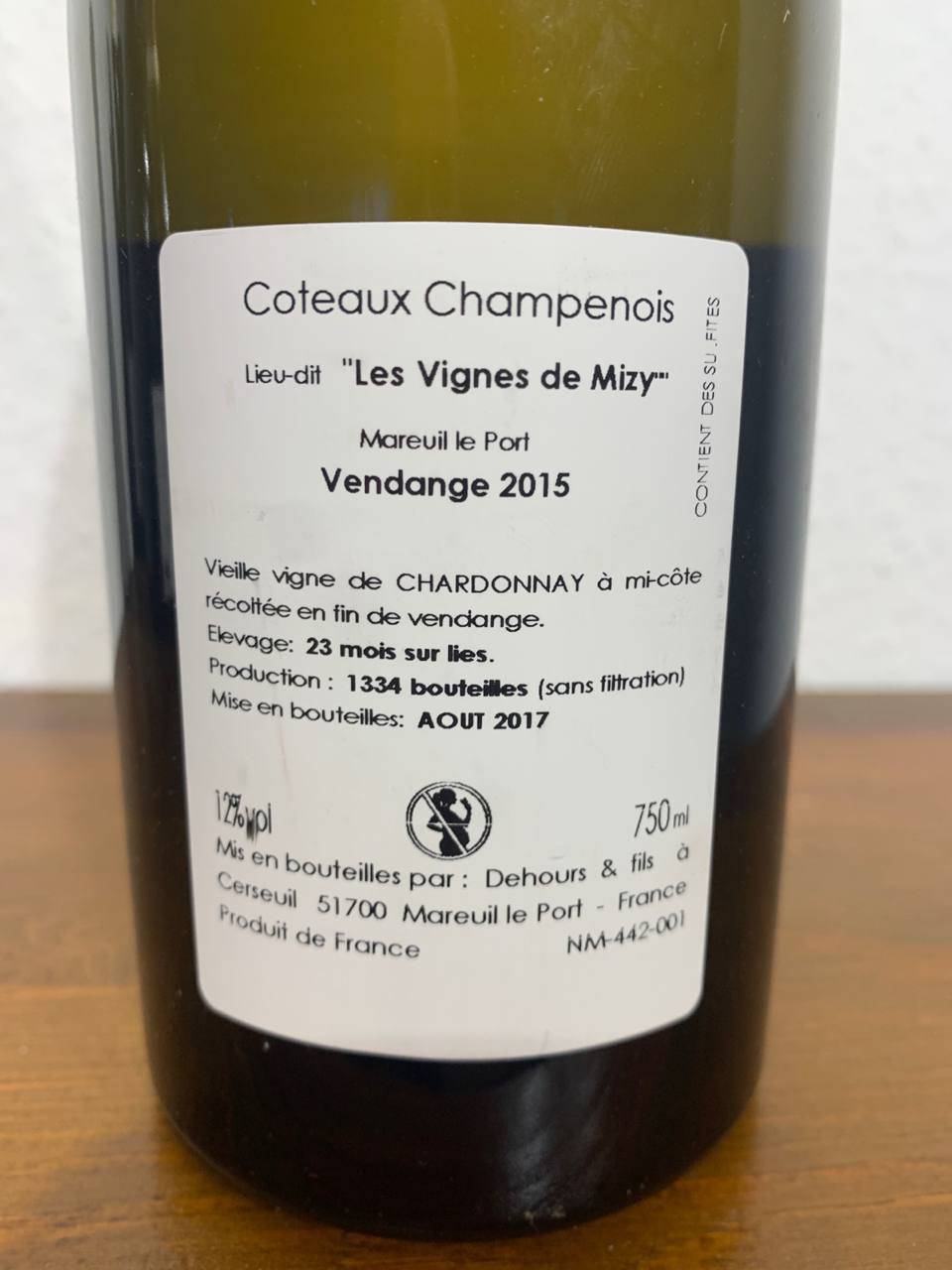 Dehours & Fils – Coteaux Champenois "Les Vignes de Mizy" 2018