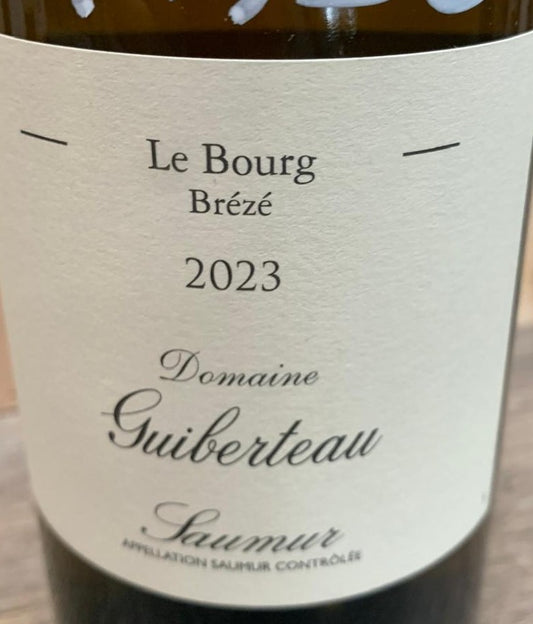 Flaschenetikett Domaine Guiberteau Saumur Le Bourg Brézé 2023 – Chenin Blanc von kalkreichem Terroir.