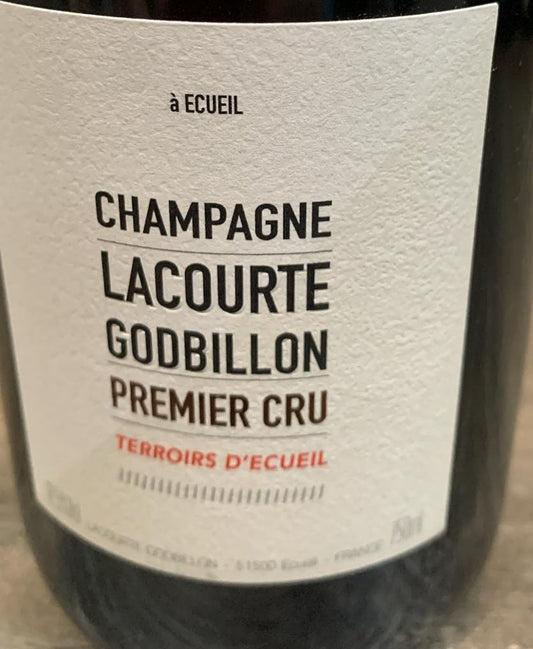 Champagne Lacourte-Godbillon Terroirs d’Ecueil Extra Brut – 85 % Pinot Noir, Premier Cru, degorgiert 2024, 12,5 % Vol., enthält Sulfite.