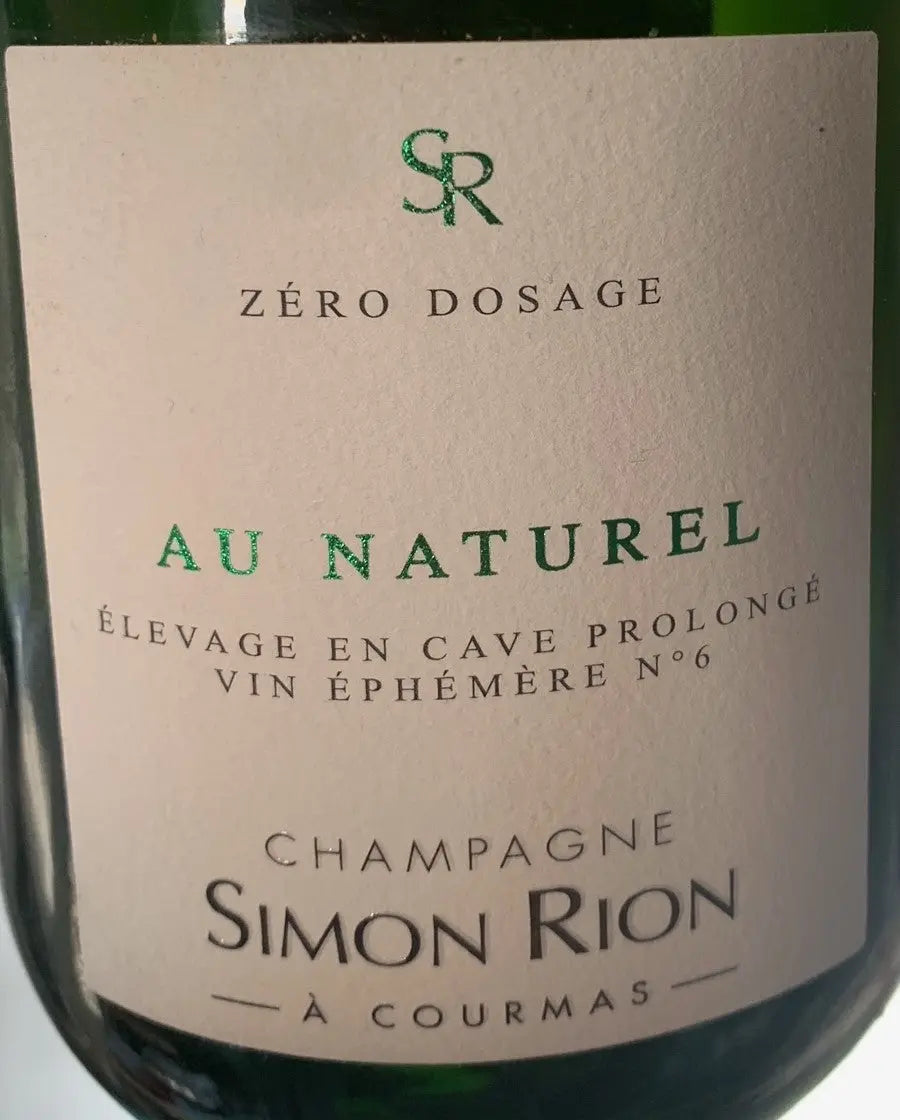 Simon Rion Au Naturel Champagner, 2006er Jahrgang mit reichhaltigem Gefühl, milder Säure und komplexem Geschmack nach langer Hefelagerung.