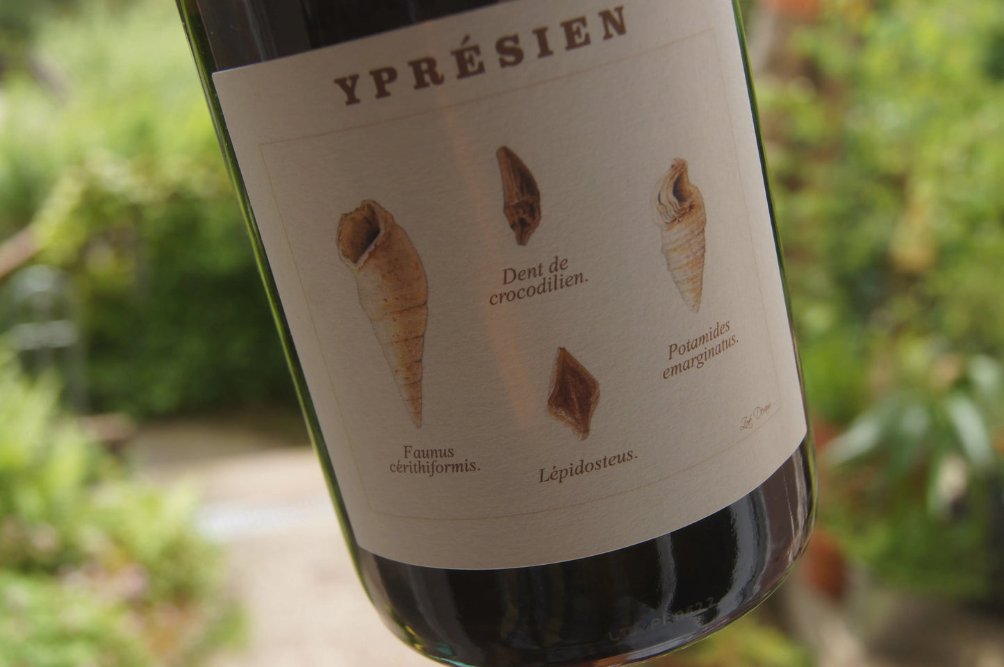 Flasche Champagne Yprésien, Produkt von Hyper-Territory mit 70% Meunier und 30% Pinot Noir, zeigt sein einzigartiges Terroir.