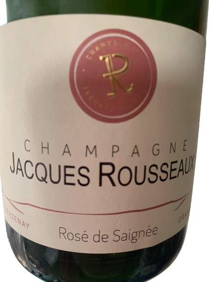 Flasche Champagne Jacques Rousseaux Rosé de Saignée aus Verzenay Grand Cru.