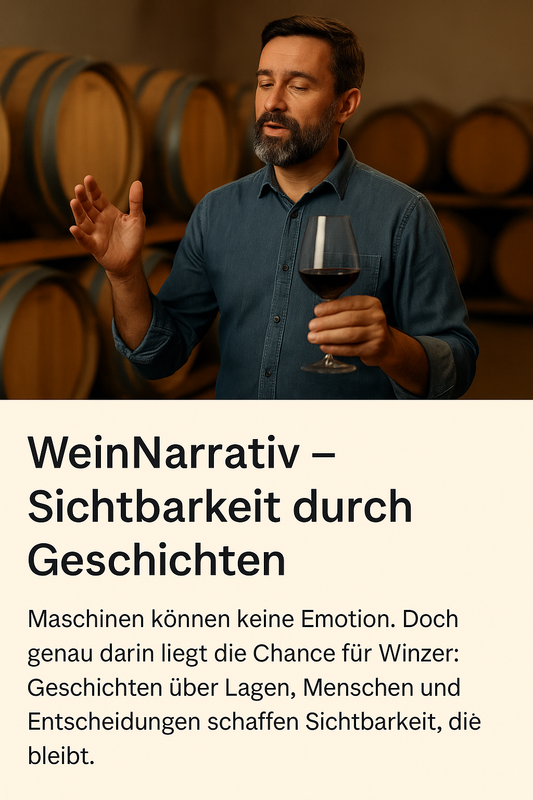 Weinbauer erzählt im Keller seine Geschichte – WeinNarrativ macht sichtbar