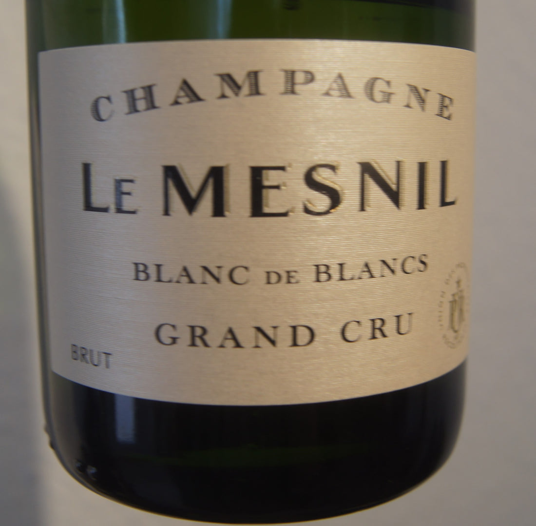 Label of Le Mesnil, a creamy Grand Cru Blanc de Blancs
