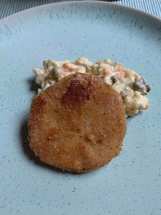 Domaine Méa's Le Grillon Champagner, perfekt abgestimmt mit Miso Sellerie Schnitzel.
