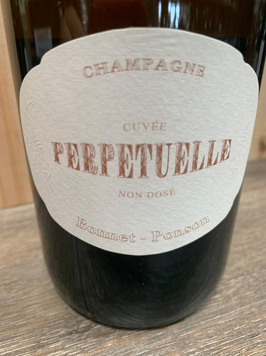 Flaschenetikett Bonnet-Ponson Perpétuelle Brut Nature Premier Cru – Pinot Noir, Chardonnay, Meunier, Dosage 0 g/l.