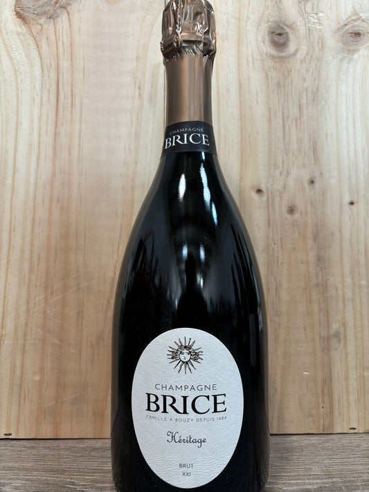 Flaschenetikett Brice Héritage XXII Brut – 80 % Pinot Noir, 20 % Chardonnay, bio-zertifiziert seit 2023.
