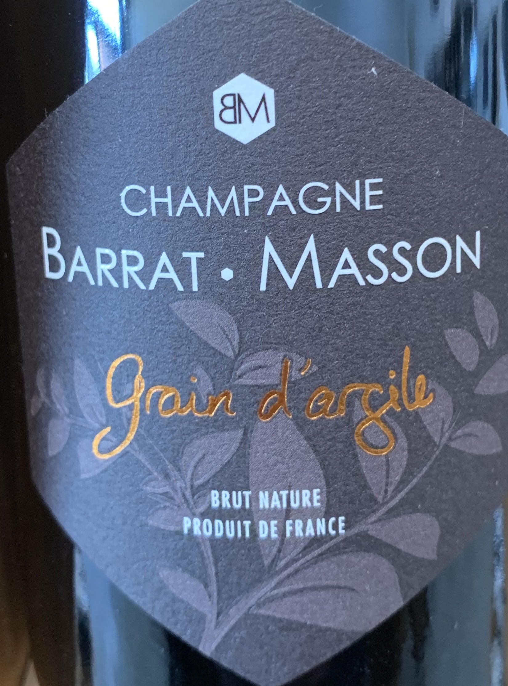 Rücketikett Barrat Masson Grain d’Argile Brut Nature, Pinot Noir & Chardonnay, unfiltriert, non dosé