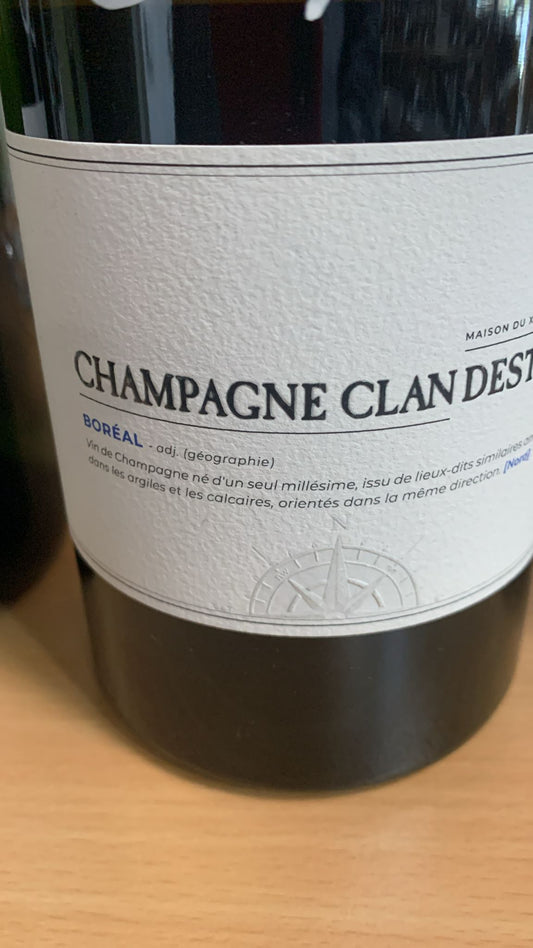 Champagne Clandestin Récolte 2022 Brut Nature – Pinot Noir, zéro dosage, 12% Vol., enthält Sulfite, aus der Côte des Bar (Aube).