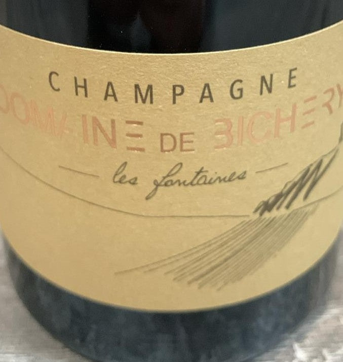 Etikett von Champagne Domaine de Bichery Les Fontaines Brut Nature Rosé, Pinot Noir 2022, Bio-zertifiziert, Dégorgement Februar 2025, 12,5 % vol