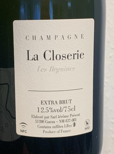 Champagne La Closerie Les Béguines 2023 – Extra Brut