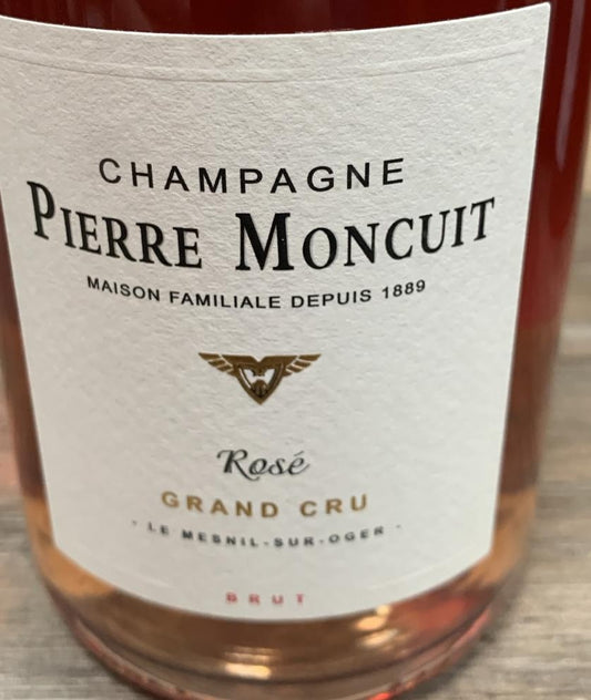 Champagne Pierre Moncuit Rosé Grand Cru – Brut aus 85% Chardonnay und 15% Pinot Noir, vereint Frische, Frucht und mineralische Eleganz.