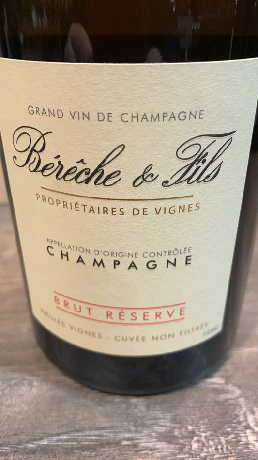 Champagne Bérêche & Fils Brut Réserve – Premier- und Grand-Cru-Cuvée, natürliche Vinifikation, kreidig und präzise.