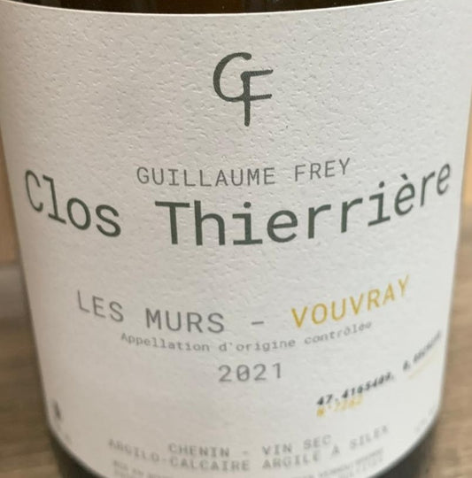 Flaschenetikett Clos Thierrière Les Murs Vouvray 2021 – Chenin Blanc von Kalkmergel- und Silex-Böden.