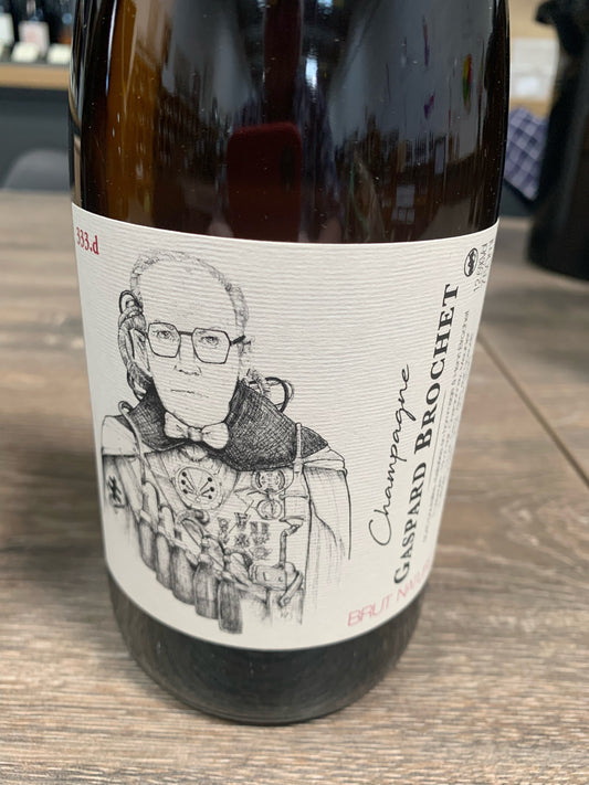 Label of Gaspard Brochet 333.d Brut Nature, Champagne, France