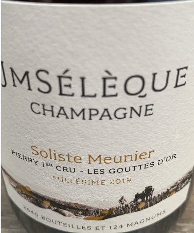 JM Sélèque Soliste Meunier 2019 Les Gouttes d'Or Pierry Premier Cru Champagne