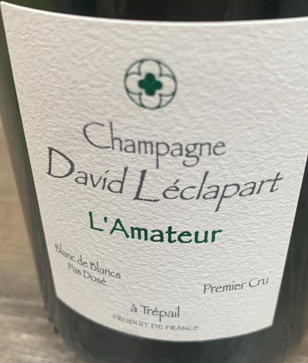 L’Amateur David Léclapart Blanc de Blancs Brut Nature Champagner Trépail Premier Cru Flasche Etikett Vorder- und Rückseite 04.05.2026