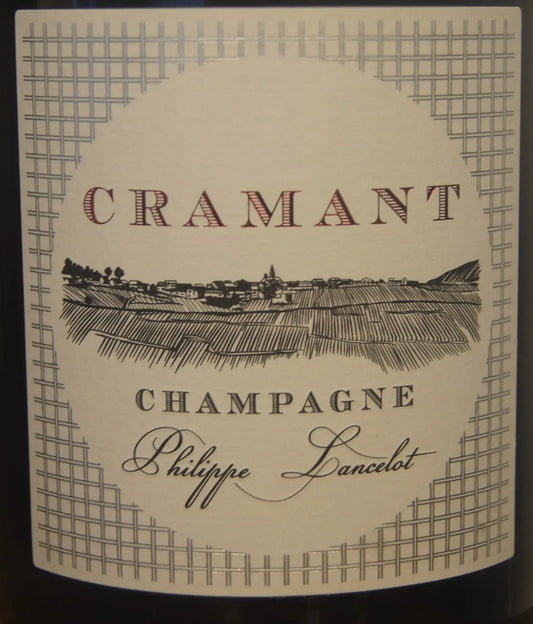 Detailansicht des Champagneretiketts von Philippe Lancelot, Extra-Brut Grand Cru aus Cramant, Jahrgang 2018.