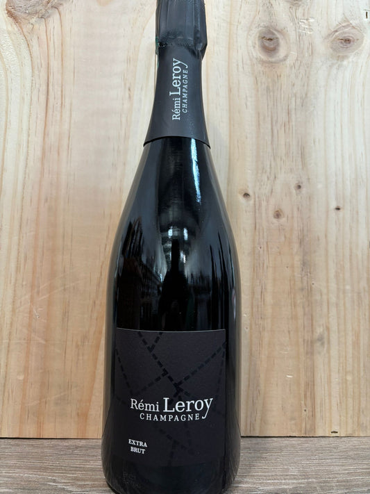 Etikett von Rémi Leroy Champagne Brut, 65 % Pinot Noir, 30 % Chardonnay, 5 % Meunier, Basis 2022 + 16 % Réserve, dégorgiert 05/2024, Dosage 2 g/l, 12,5 % vol, enthält Sulfite.